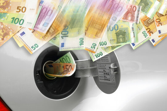 Expensive Petrol - Car Tank with Banknotes