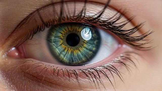 Beautiful blue human iris close-up macro.
