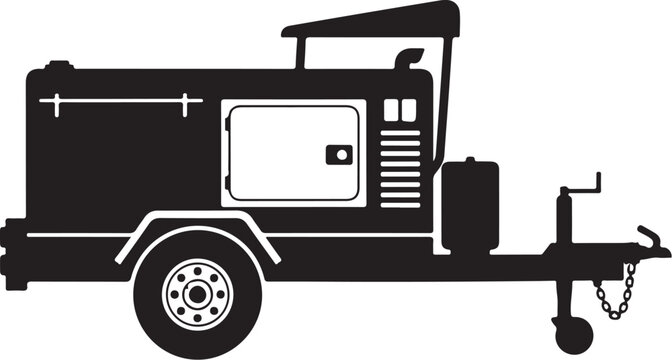 Black trailer, generator trailer, mobile generator, silhouette icon