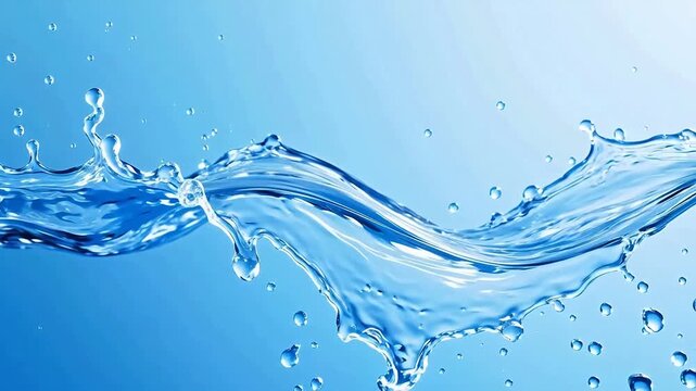 Clear blue water with splashing droplets