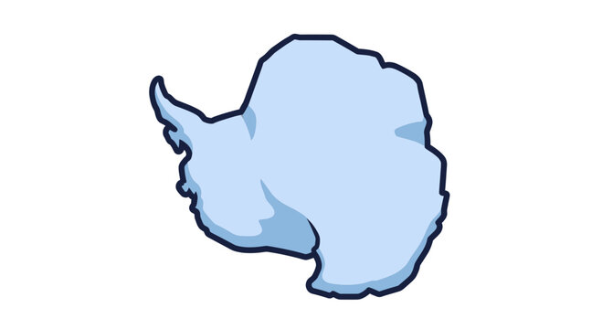 antarctica continent illustration, simple graphic map, with copy space