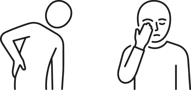 Web, Office worker stretching exercise for back pain relief icon.