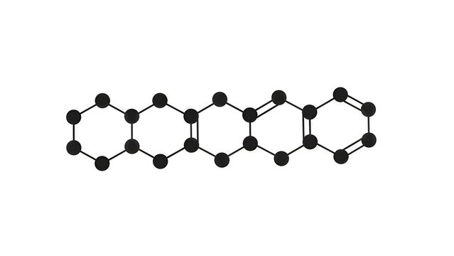 Linear molecular structure of polycyclic aromatic hydrocarbon, scientific illustration