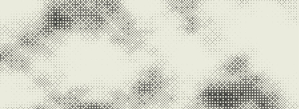 Pixelated bitmap gradient texture. Black and white dither pattern background. 8 bit video game screen wallpaper. Retro glitchy pixel art illustration. Abstract vector wide border