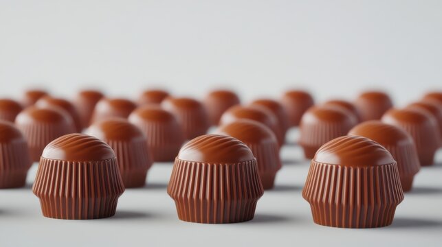 Glossy Chocolate Bonbons Arranged in Geometric Formation