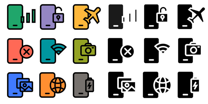  A set of icons for smartphone functions and mobile settings. EPS 10. 