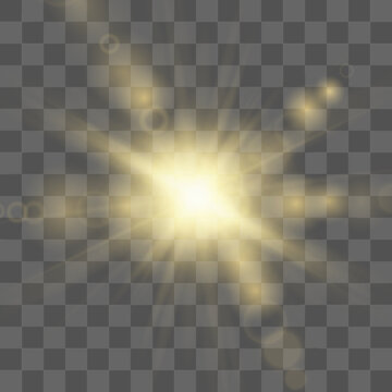 Golden sun icon glows with warm reflections. Smooth light forms friendly design energy. Perfect design element for banners. Vector