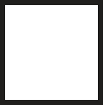 Minimalist square black frame with a clean white empty interior background, simple geometric border design for digital placeholder, elegant contrast outline, and basic graphical frame template.
