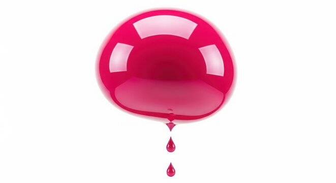 Pink balloon slowly leaking liquid