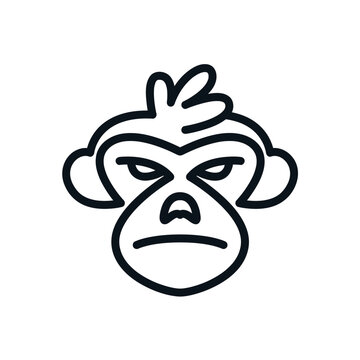simple line sketch of a monkey head logo vector