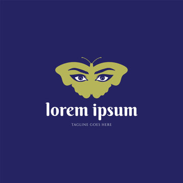 Abstract Butterfly Wings With Human Eyes Logo Vector Illustration