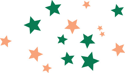 Obraz premium Seamless Star Pattern Background with Green and Peach Stars on Light Minimal Modern Design for Wallpaper, Textile, Fabric, and Decorative Use