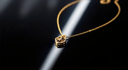 Fototapeta premium Elegant Gold Necklace with Minimal Luxury Lighting