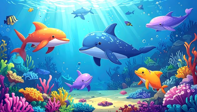 Playful ocean creatures