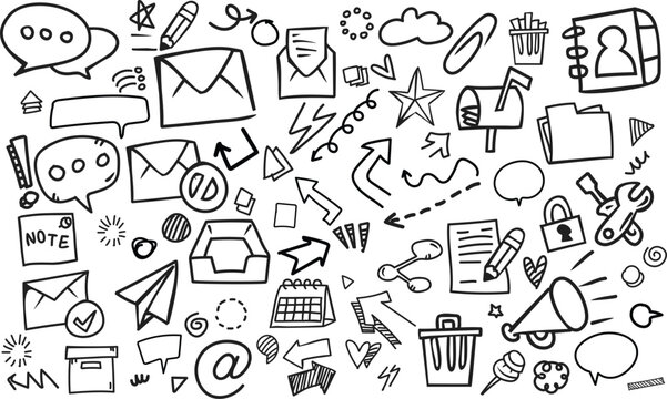 Calendar Email Message Hand Drawn Horizontal Doodle Vector