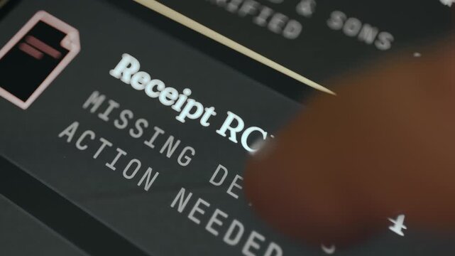 Receipt having missing details and requires action