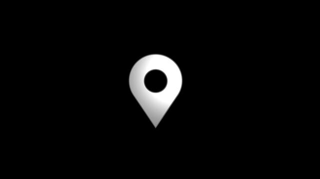 3D GPS location icon animation on black background. Neon location pin animation. Location 4k animation. 3D GPS icon animation. 3D sign icon symbol animation. 3D GPS pin animation.