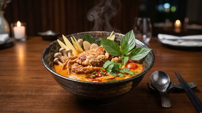 Spicy Comfort: Tomyam with Fresh Herbs"