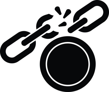 A broken chain and ball icon symbolizing freedom and liberation