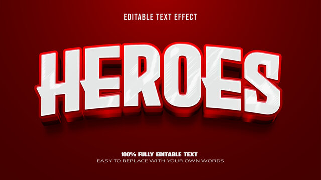 heroes editable text effect 3d vector premium