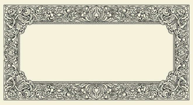 Ornate Decorative Border Frame with Intricate Floral Motifs