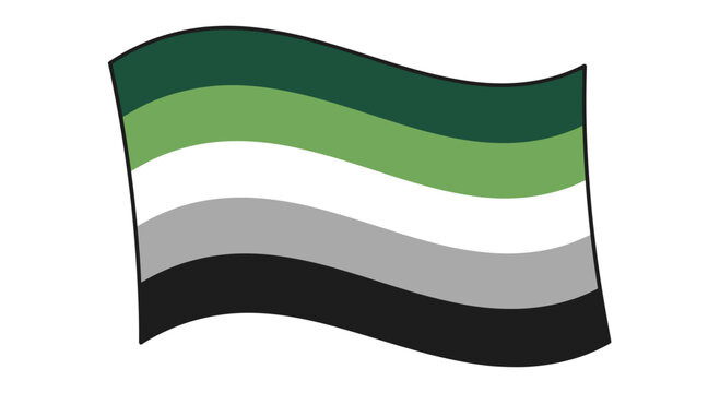 Aroace Pride Flag Waving, Symbol of Aromantic and Asexual Identity, Isolated