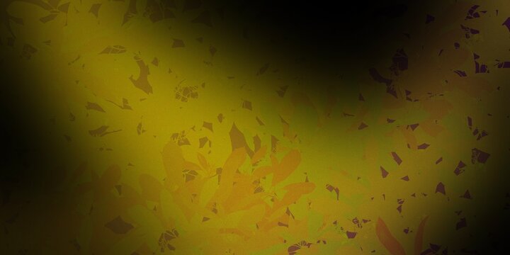Abstract Yellow Leaf Silhouettes with Soft Light and Grainy Texture