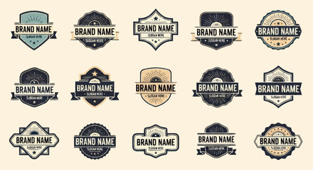 Obraz premium Collection of Vintage Style Brand Name Emblem Logos.