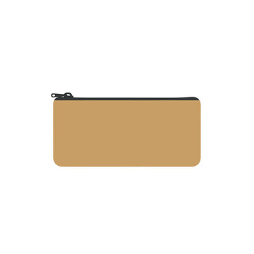 Tan Pencil Case Isolated on White Background