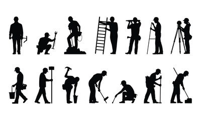 Fototapeta premium Silhouette of a family planting a small tree together
