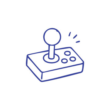 Hand drawn illustration of a classic arcade game joystick controller.