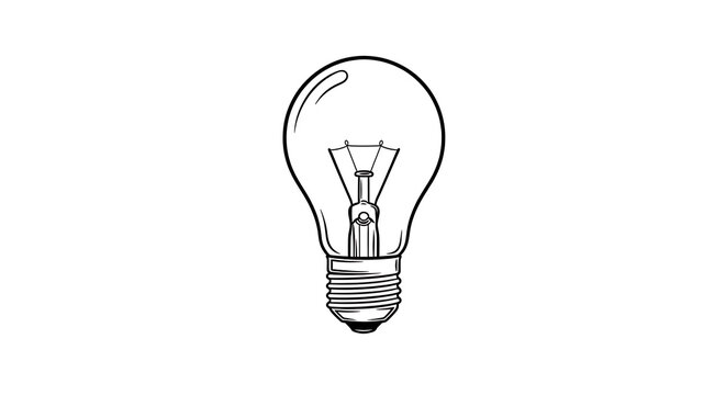 Simple black and white of an incandescent light bulb lamp filament