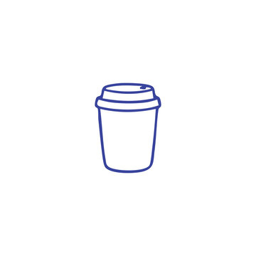 Minimalist outline icon of a disposable coffee cup for takeaway.