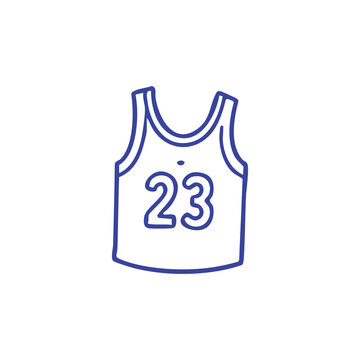 Minimalist outline icon of a basketball jersey with number twenty three.