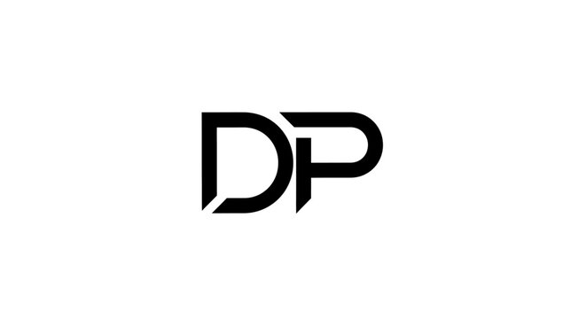 Modern DP Monogram Logo Design, Minimalist Black and White Typography