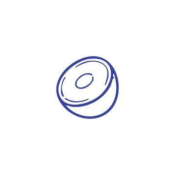 Minimalist hand drawn line art illustration of a halved fruit.