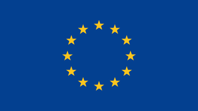 European Union Flag with Circle of Stars on Blue Background, EU Symbol Illustration