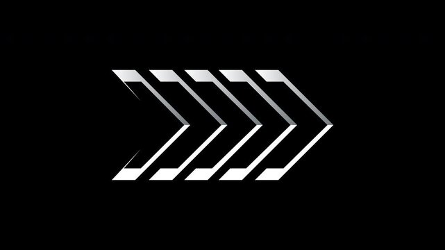Minimal White Right Arrow Loop Animation, Smooth Directional Pointer Icon for Modern UI Navigation and Digital Interface Motion Graphics