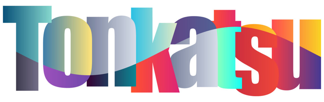 Colorful stylized text design featuring tonkatsu with vibrant gradient letters