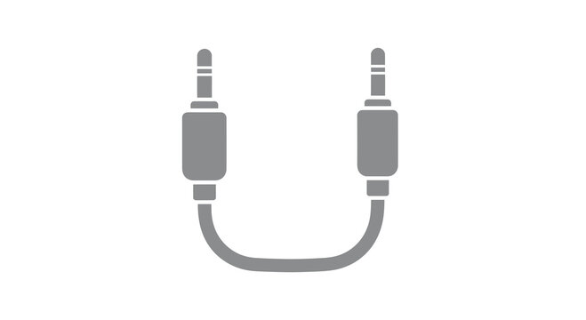 audio cable icon, simple graphic, isolated on white, for music and sound concepts