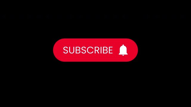 Subscribe button text red button animation one alpha channel for video YouTube. 4K video