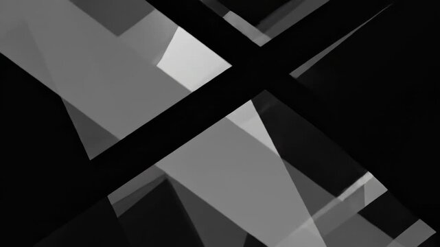 Abstract, geometric grayscale artwork with overlapping shapes and shadows
