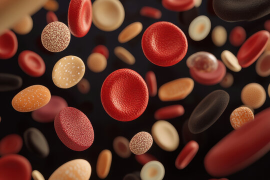 Red and white blood cells abstract medical background representing hematology, myelodysplastic syndrome, blood disorder, and healthcare concept.