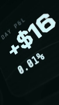 Trading dashboard showing a Day Profit and Loss metric, updating data