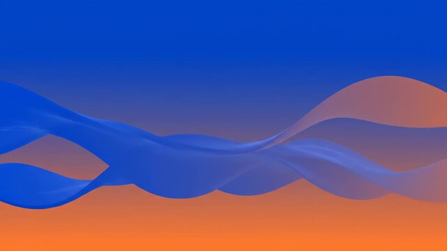 Abstract gradient of a blue and orange color scheme with a flowing ribbon-like design