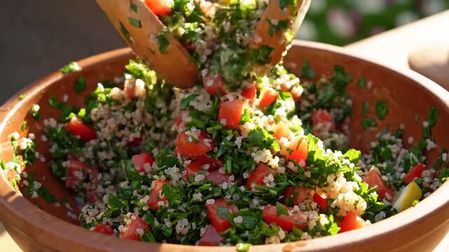 Delicious Tabbouleh Salad Preparation - A Fresh and Healthy Recipe.