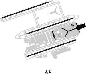 Naklejka premium Hong Kong Chek Lap Kok Airport Map Diagram Layout Blank Runway Taxiway Terminal Isolated Illustration