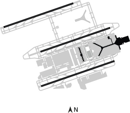 Hong Kong Chek Lap Kok Airport Map Diagram Layout Blank Runway Taxiway Terminal Isolated Illustration