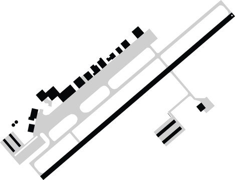 Cuyahoga County Airport Map Diagram Layout Blank Runway Taxiway Terminal Isolated Illustration