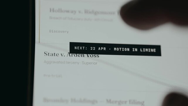 A court schedule for a legal proceeding